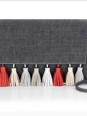 Rebecca Minkoff New Blue Denim Tassel-Trim Crossbody Clutch - Multicolor Accents